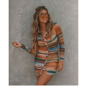 VICI Striped Button Down Knit Dress - XSMALL